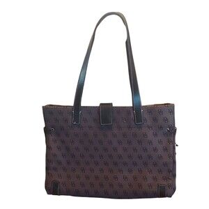 Dooney & Bourke Brown Black Monogram Canvas Shoulder Bag Purse Large